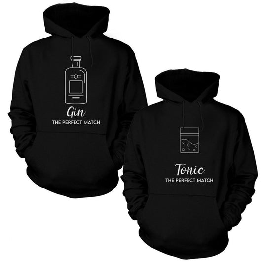 Cin Tonik Sevgili Çift Siyah Kapşonlu Sweatshirt Hoodie