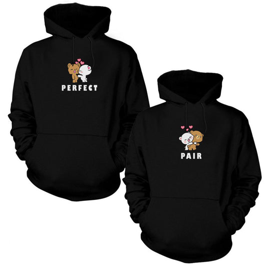 Mükemmel Sevgili Çift Siyah Kapşonlu Sweatshirt Hoodie