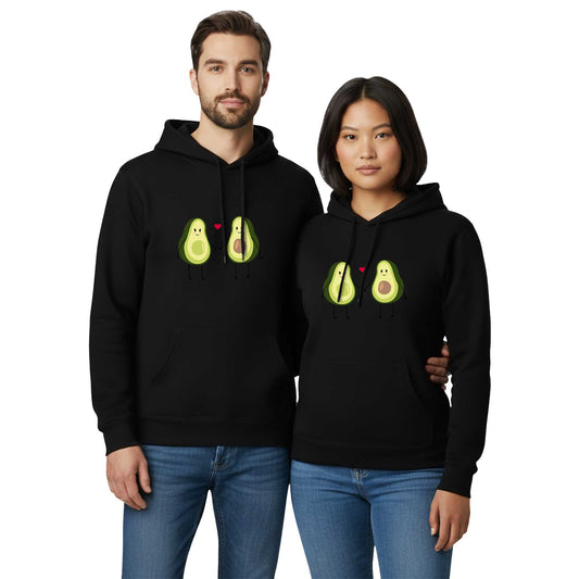 Avakado Çift Sevgili Çift Siyah Kapşonlu Sweatshirt Hoodie