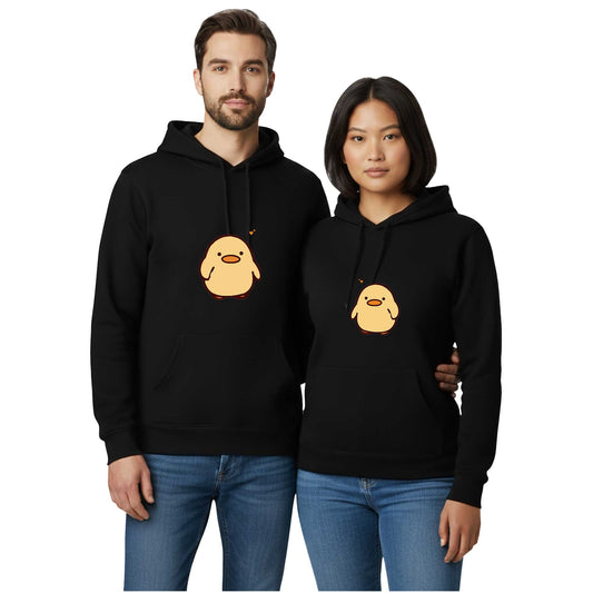 Civciv Sevgili Çift Siyah Kapşonlu Sweatshirt Hoodie