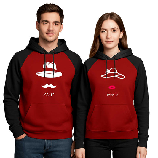 Mr Mrs Hat Sevgili Çift Renkli Kapşonlu Sweatshirt Hoodie