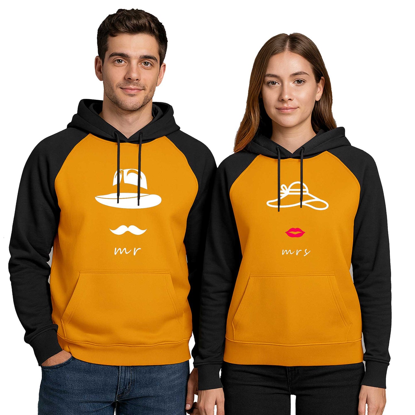 Mr Mrs Hat Sevgili Çift Renkli Kapşonlu Sweatshirt Hoodie