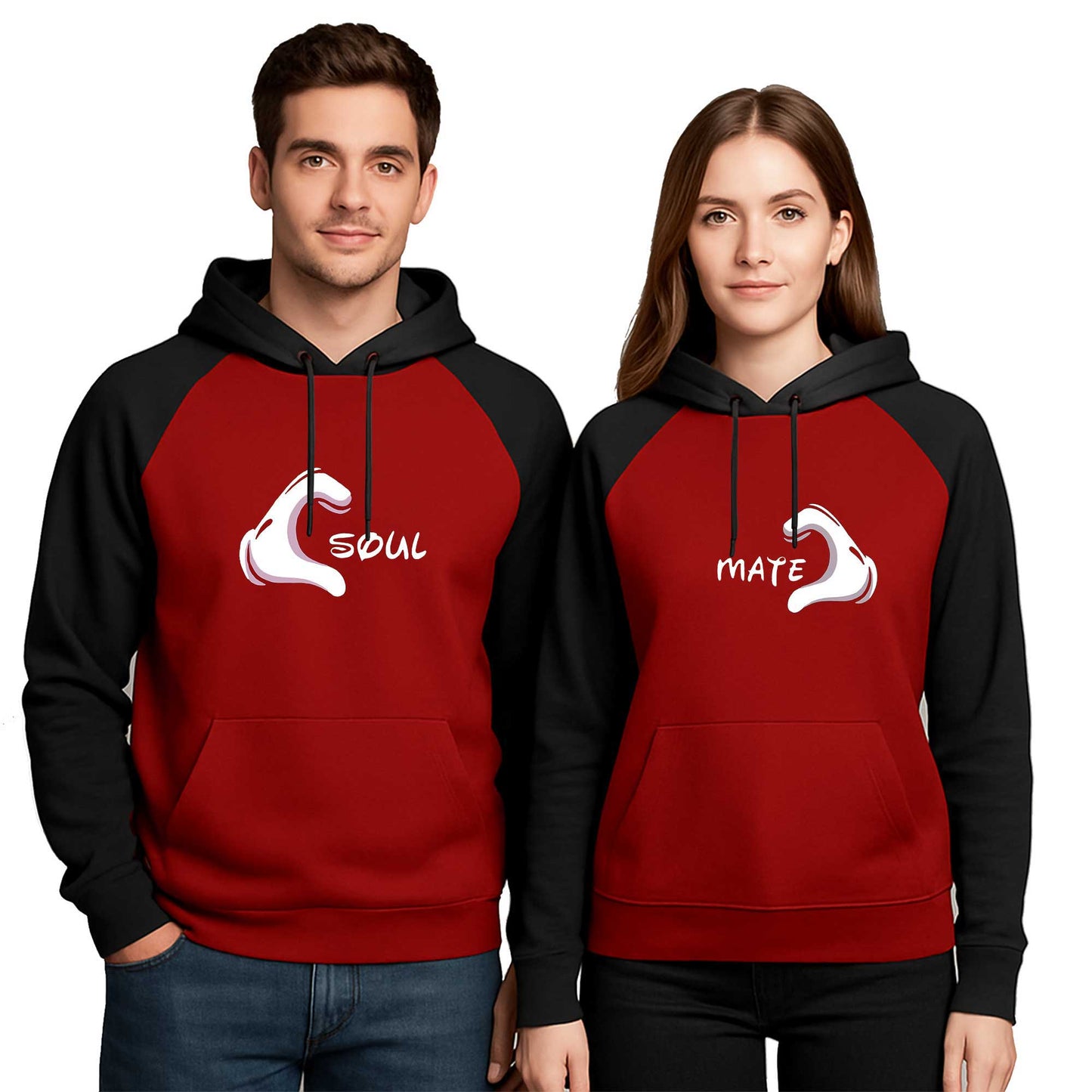 Soul Mate Sevgili Çift Renkli Kapşonlu Sweatshirt Hoodie