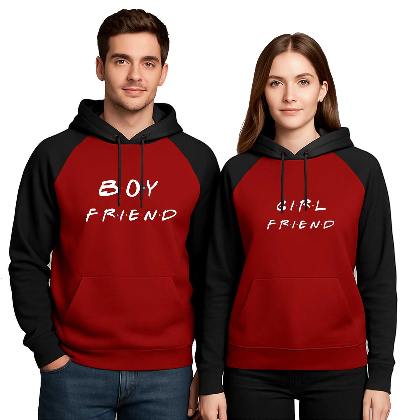 Boy Friend Girl Friend Sevgili Çift Renkli Kapşonlu Sweatshirt Hoodie