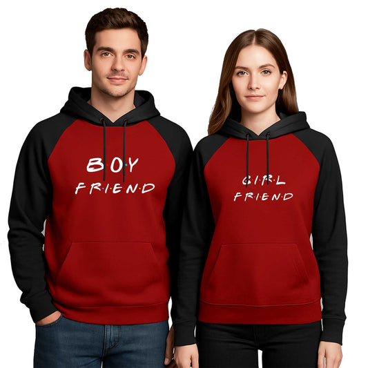 Boy Friend Girl Friend Sevgili Çift Renkli Kapşonlu Sweatshirt Hoodie