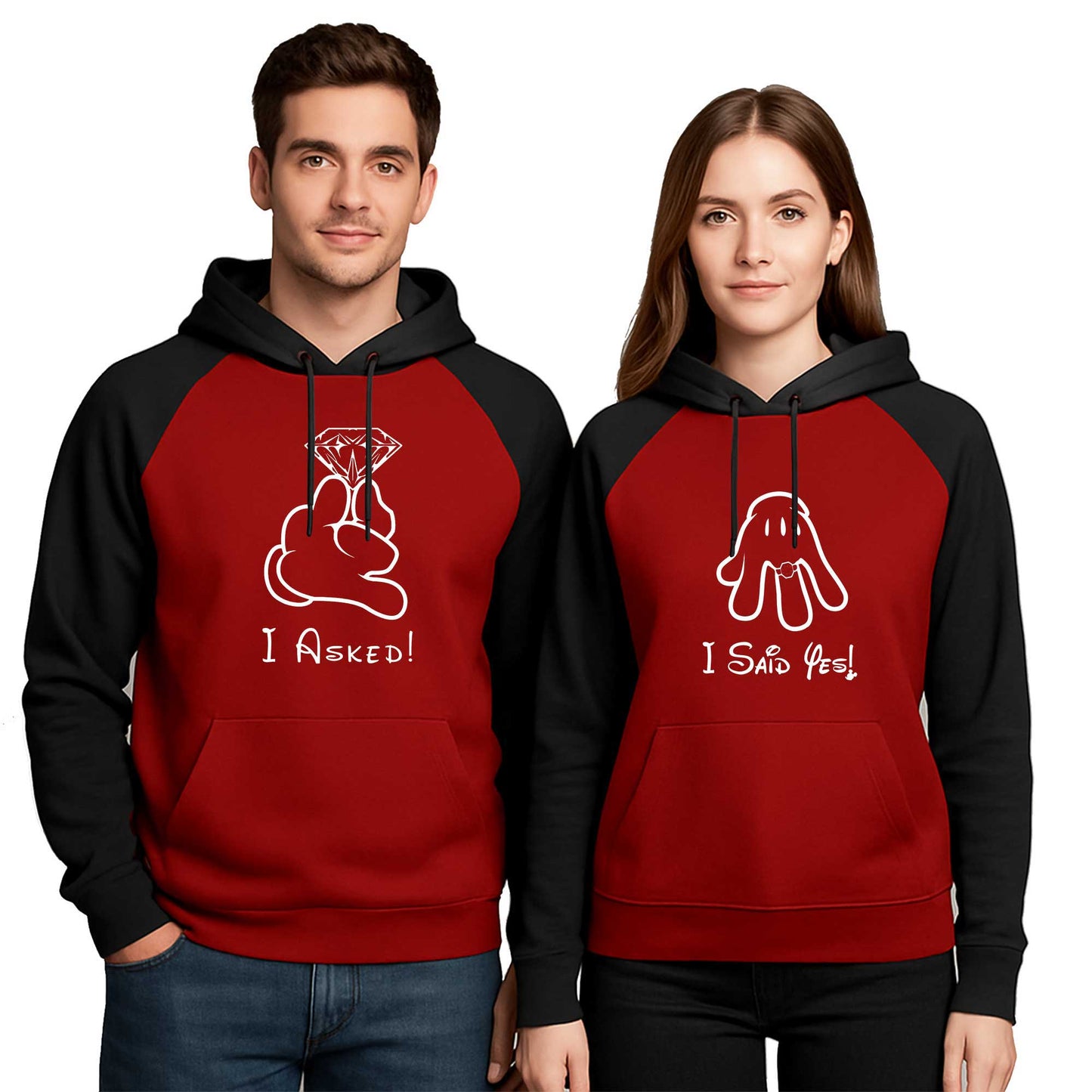 I Asked A Said Sevgili Çift Renkli Kapşonlu Sweatshirt Hoodie