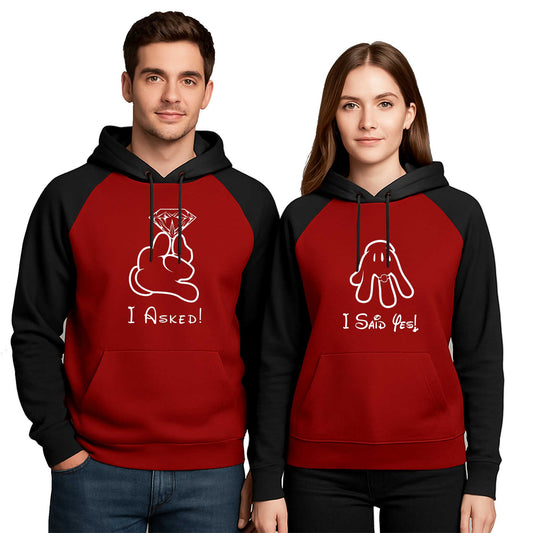 I Asked A Said Sevgili Çift Renkli Kapşonlu Sweatshirt Hoodie