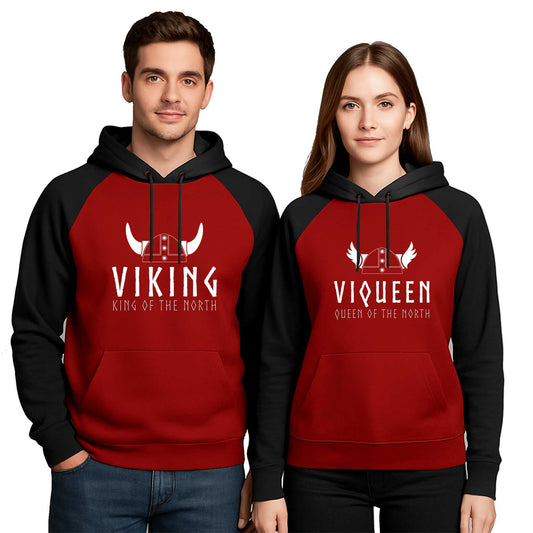 Viking Viqueen Sevgili Çift Renkli Kapşonlu Sweatshirt Hoodie