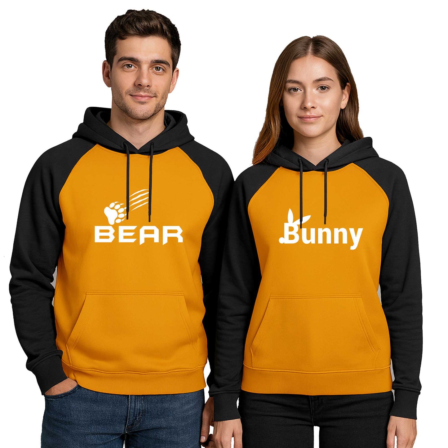 Bear Bunny Sevgili Çift Renkli Kapşonlu Sweatshirt Hoodie