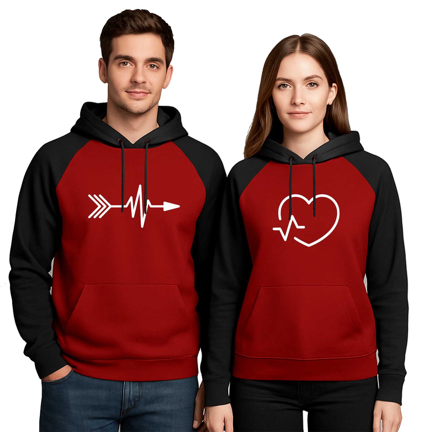 Hearth and arrrow Sevgili Çift Renkli Kapşonlu Sweatshirt Hoodie