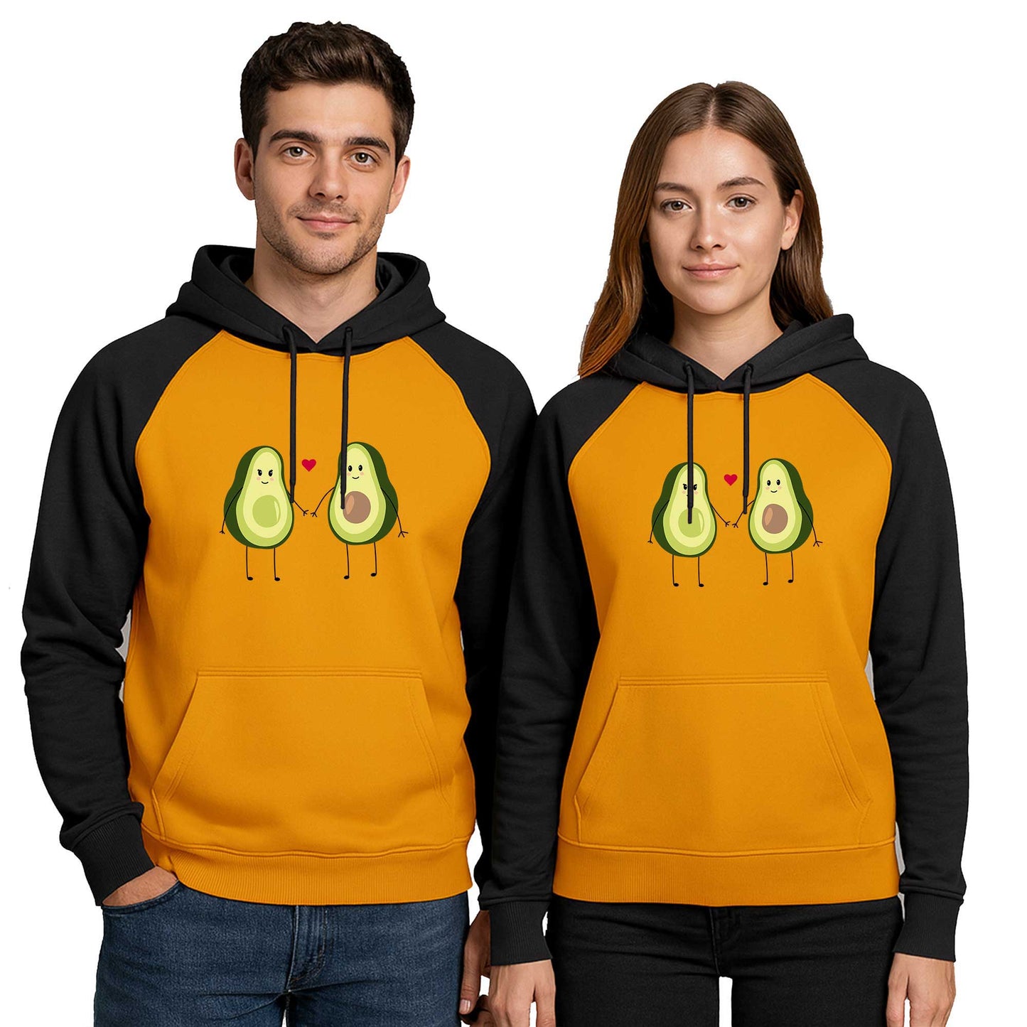 Avakado Sevgili Çift Renkli Kapşonlu Sweatshirt Hoodie