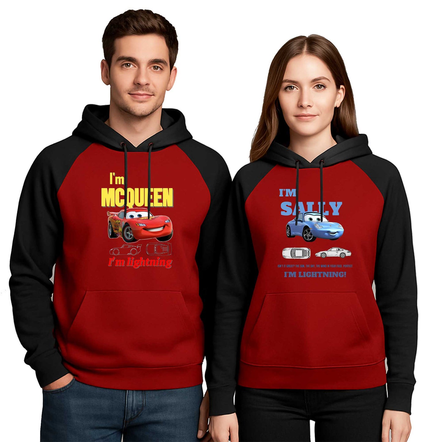 I'm Mcqueen Sevgili Çift Renkli Kapşonlu Sweatshirt Hoodie