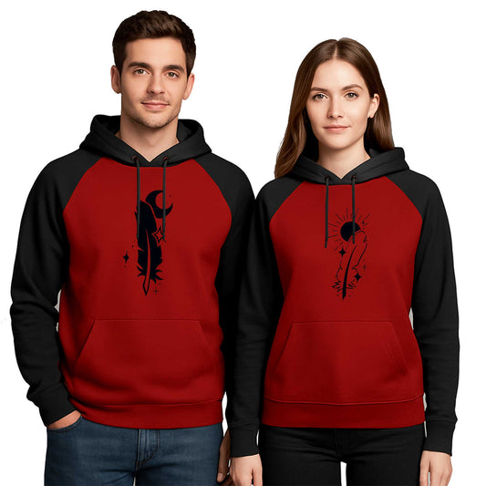 Kuş Tüyü Sevgili Çift Renkli Kapşonlu Sweatshirt Hoodie