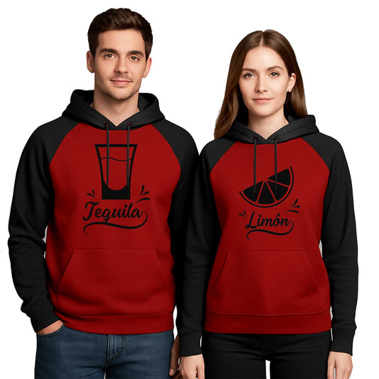 Limon Sevgili Çift Renkli Kapşonlu Sweatshirt Hoodie