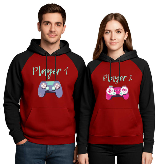 Player 2 Sevgili Çift Renkli Kapşonlu Sweatshirt Hoodie