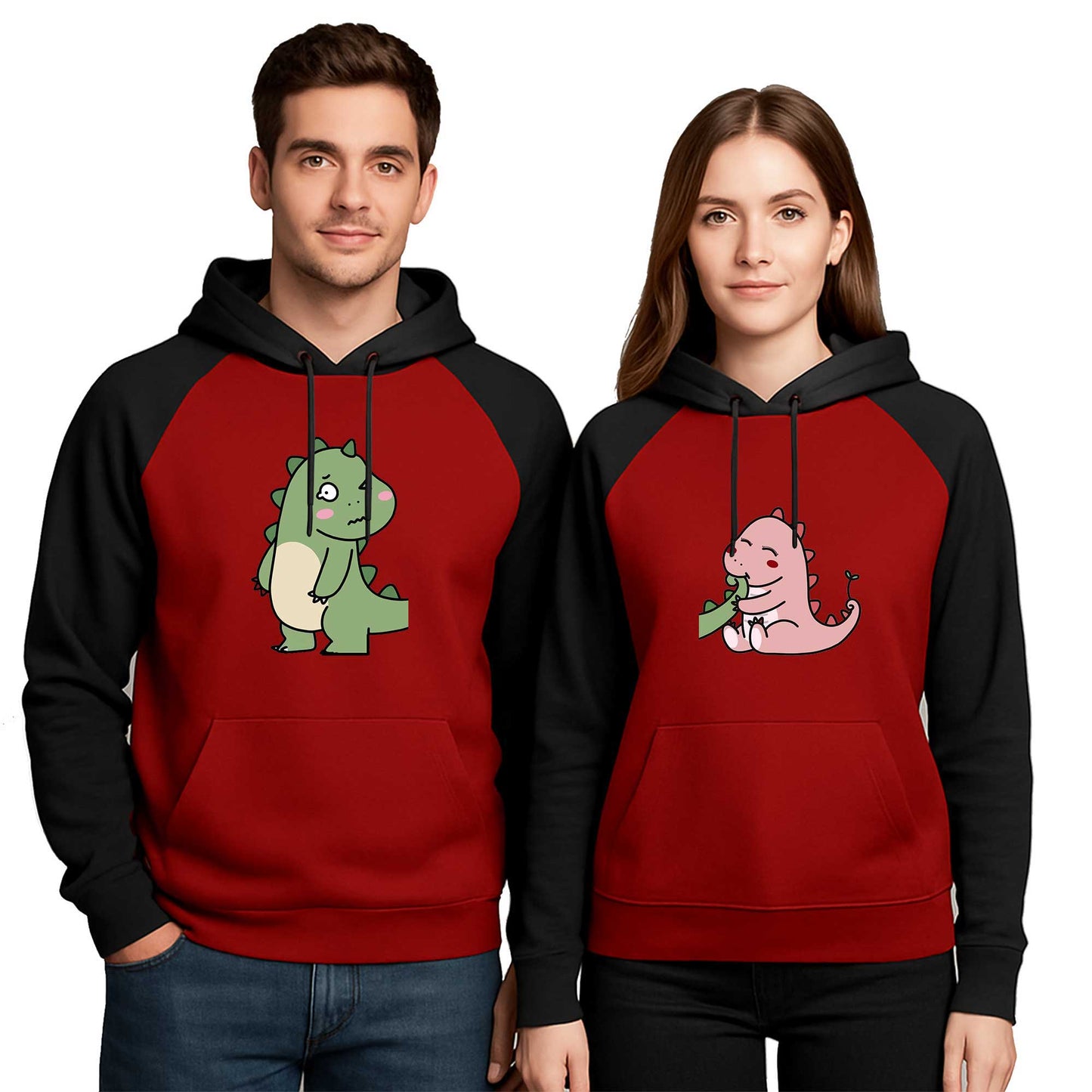 Dinazor Sevgili Çift Renkli Kapşonlu Sweatshirt Hoodie
