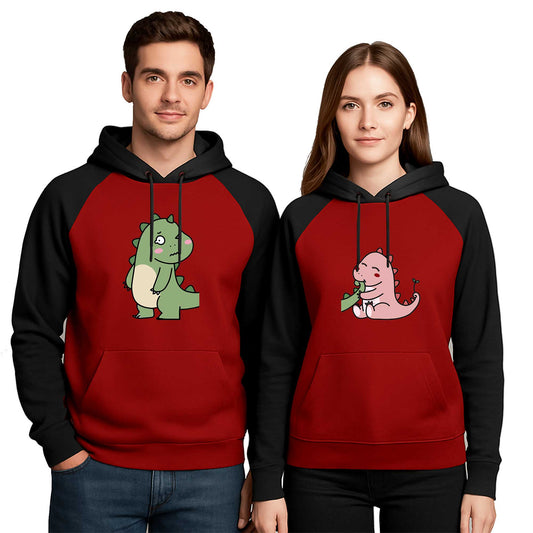 Dinazor Sevgili Çift Renkli Kapşonlu Sweatshirt Hoodie