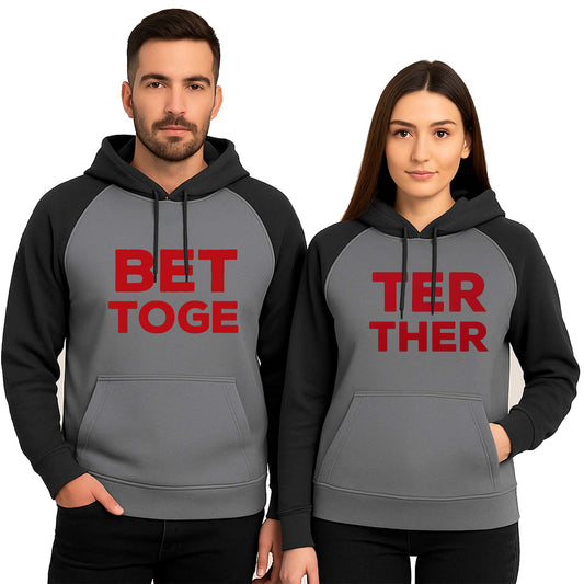 Better Together Sevgili Çift Renkli Kapşonlu Sweatshirt Hoodie