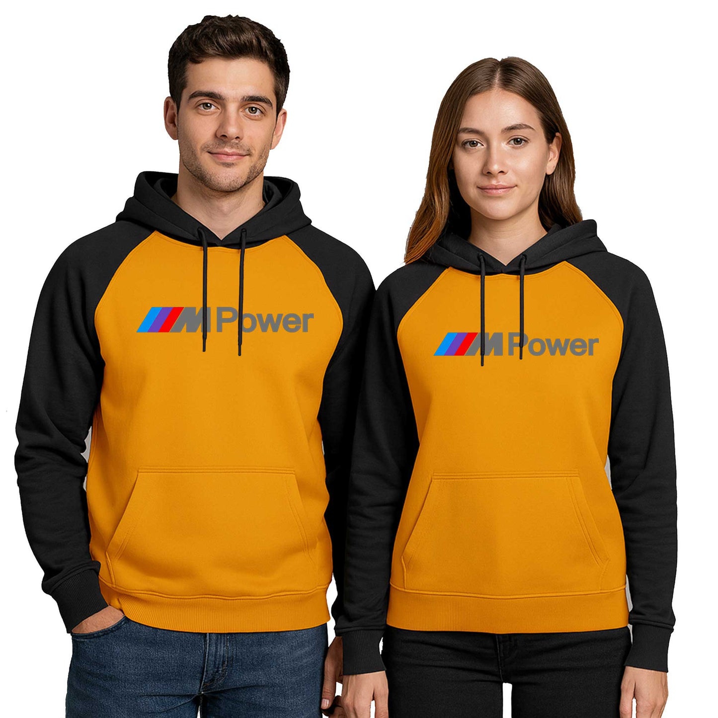 BMW M Power Text Sevgili Çift Renkli Kapşonlu Sweatshirt Hoodie