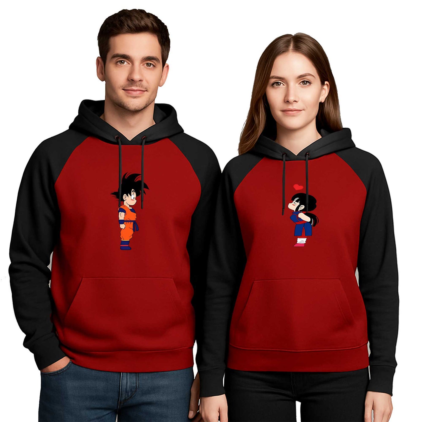 Goku Y Milk Sevgili Çift Renkli Kapşonlu Sweatshirt Hoodie