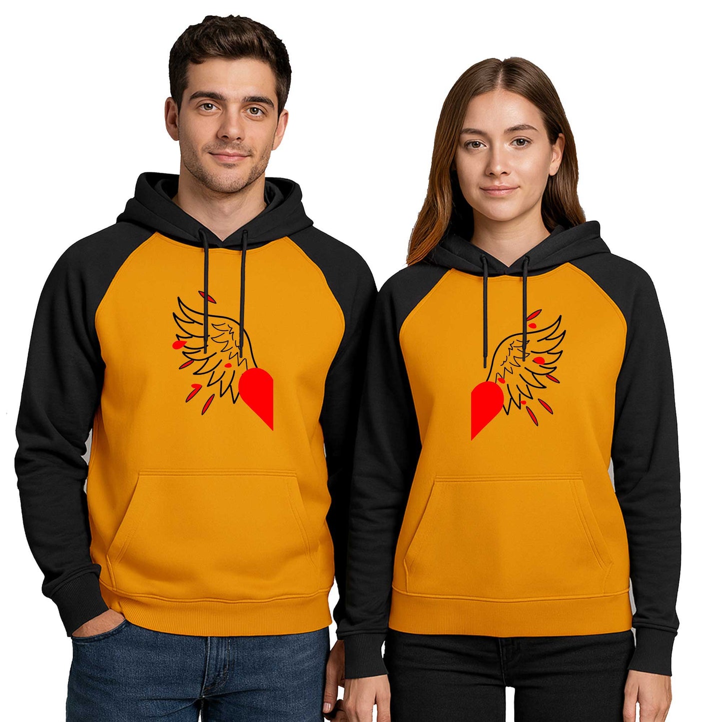 Heart Angel Wing Sevgili Çift Renkli Kapşonlu Sweatshirt Hoodie