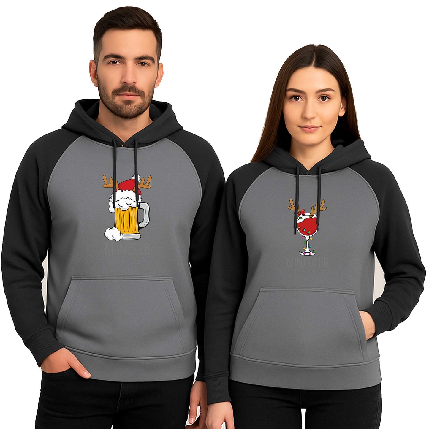 Reınbeer Wınedeer Sevgili Çift Renkli Kapşonlu Sweatshirt Hoodie