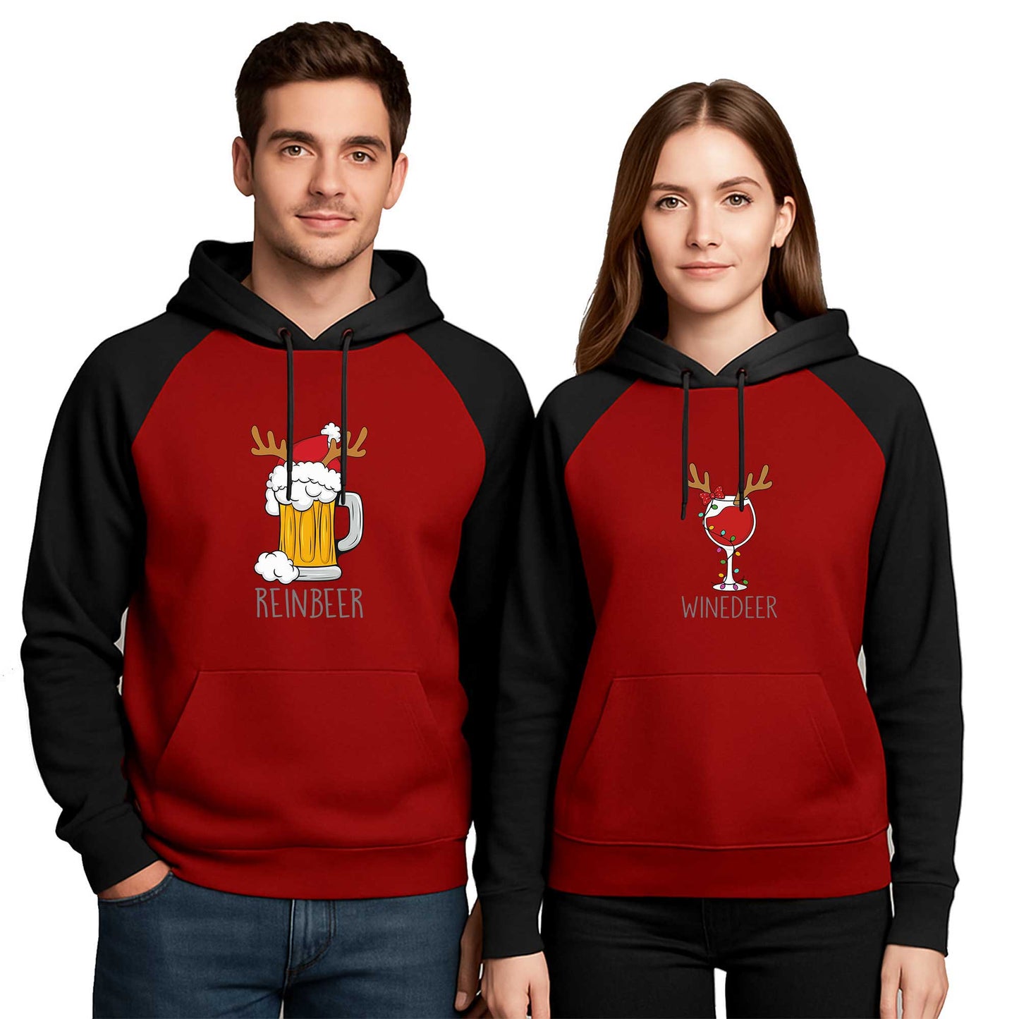 Reınbeer Wınedeer Sevgili Çift Renkli Kapşonlu Sweatshirt Hoodie