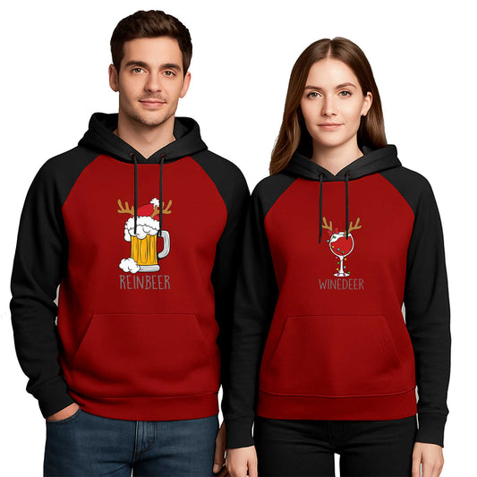 Reınbeer Wınedeer Sevgili Çift Renkli Kapşonlu Sweatshirt Hoodie