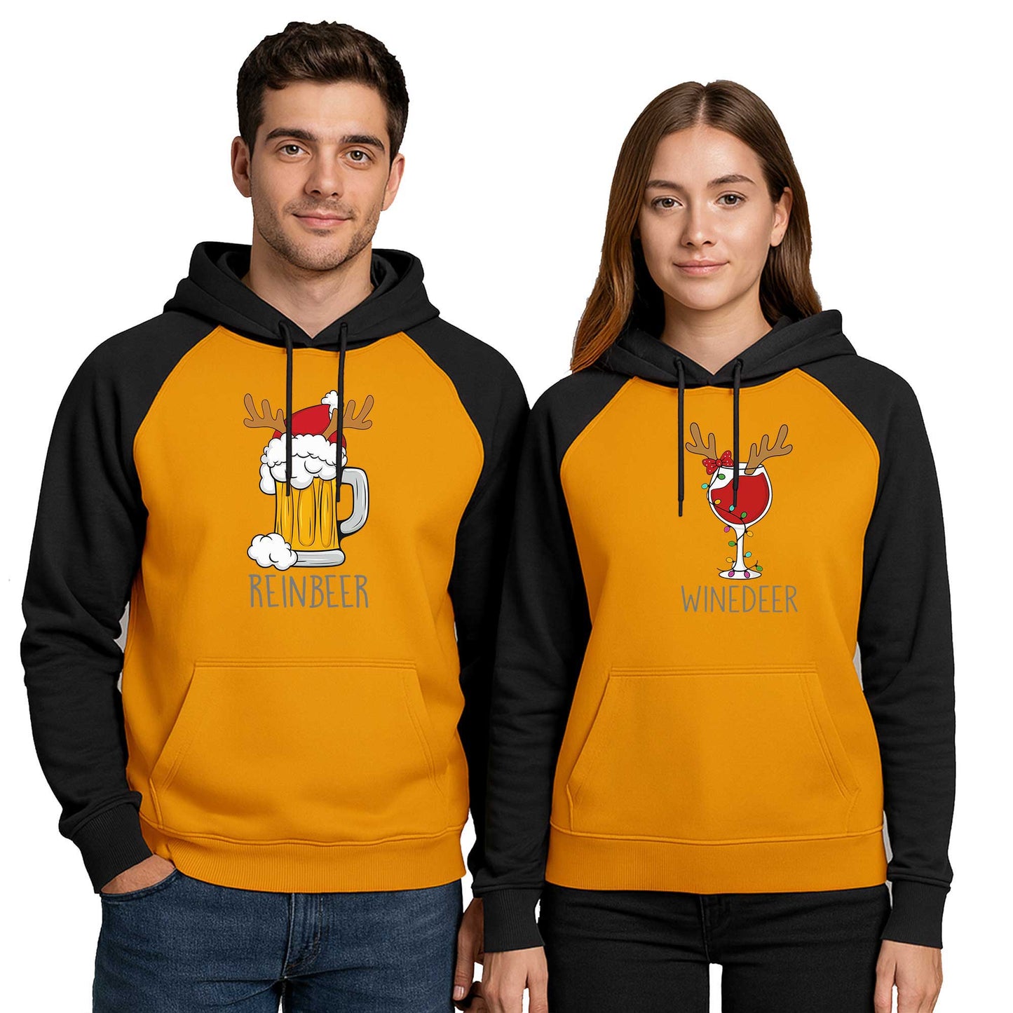 Reınbeer Wınedeer Sevgili Çift Renkli Kapşonlu Sweatshirt Hoodie