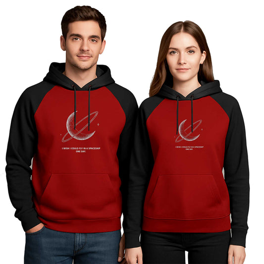 Spaceship Sevgili Çift Renkli Kapşonlu Sweatshirt Hoodie