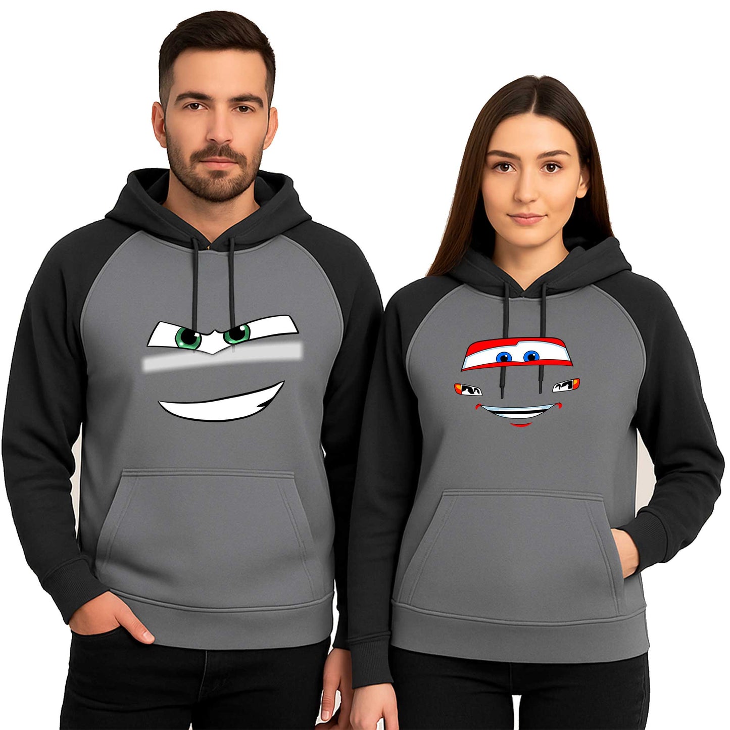 Şimşek McQueen Sevgili Çift Renkli Kapşonlu Sweatshirt Hoodie