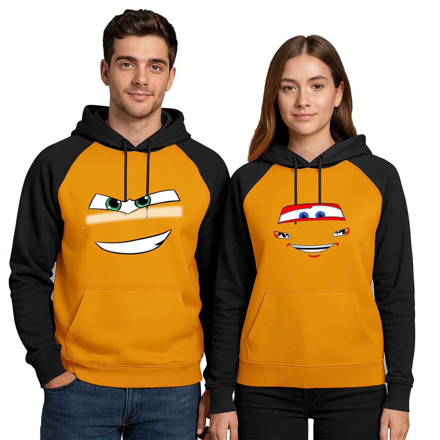 Şimşek McQueen Sevgili Çift Renkli Kapşonlu Sweatshirt Hoodie