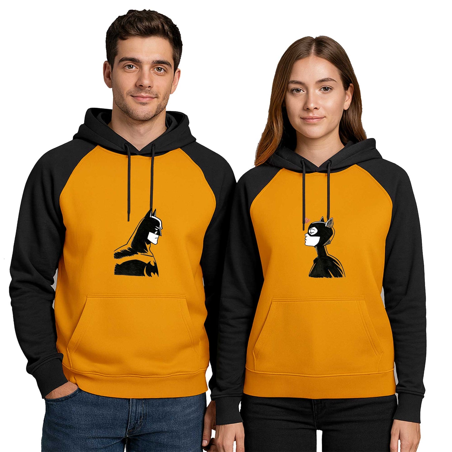 Batman Ateş ve Su Sevgili Çift Renkli Kapşonlu Sweatshirt Hoodie