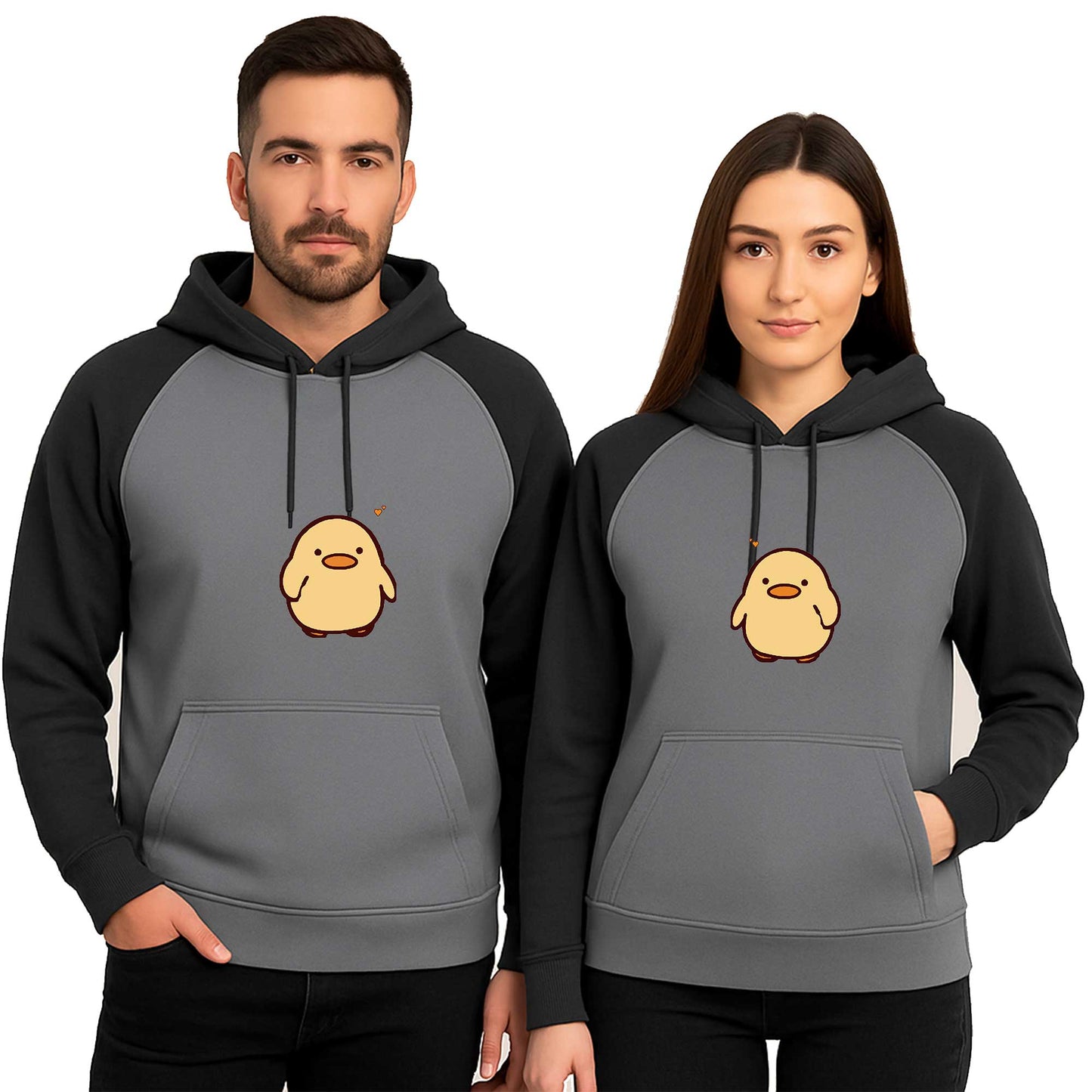 Civciv Sevgili Çift Renkli Kapşonlu Sweatshirt Hoodie