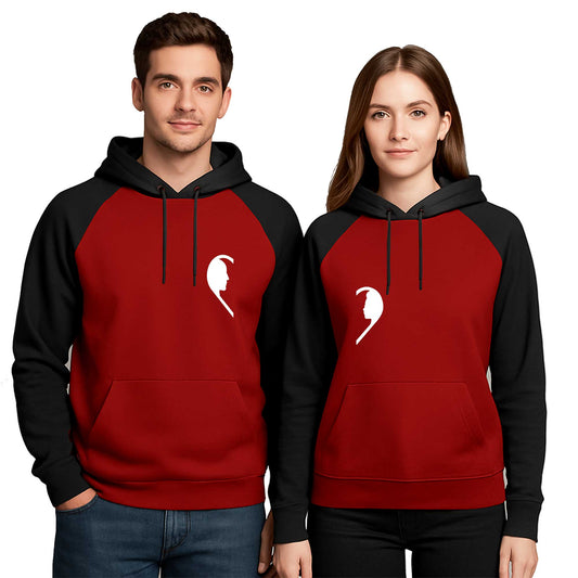 Mr. Mrs. Silüet Sevgili Çift Renkli Kapşonlu Sweatshirt Hoodie