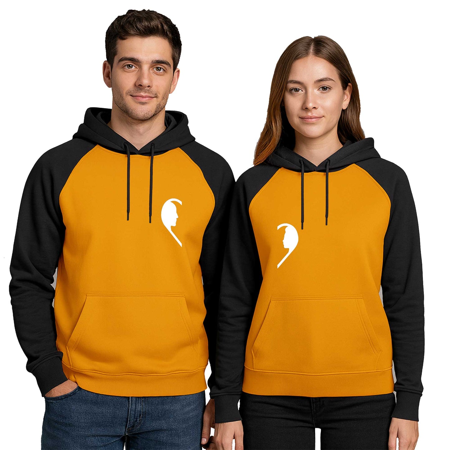 Mr. Mrs. Silüet Sevgili Çift Renkli Kapşonlu Sweatshirt Hoodie