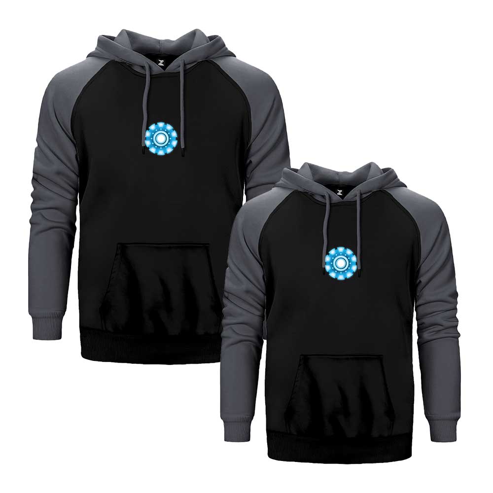 Iron Man Arc Reactor Sevgili Çift Reglan Kol Renkli Kapşonlu Sweatshirt Hoodie