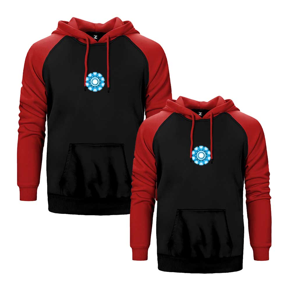 Iron Man Arc Reactor Sevgili Çift Reglan Kol Renkli Kapşonlu Sweatshirt Hoodie