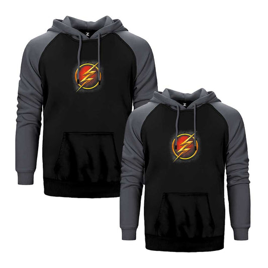 The Flash Sevgili Çift Reglan Kol Renkli Kapşonlu Sweatshirt Hoodie