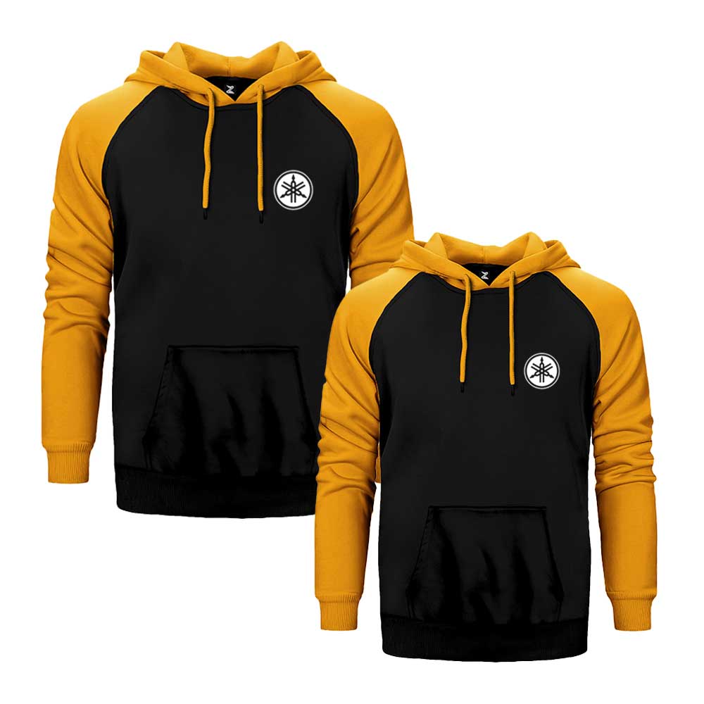 Yamaha Sevgili Çift Reglan Kol Renkli Kapşonlu Sweatshirt Hoodie
