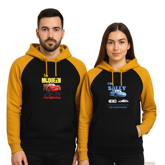 I'm Mcqueen Sevgili Çift Reglan Kol Renkli Kapşonlu Sweatshirt Hoodie