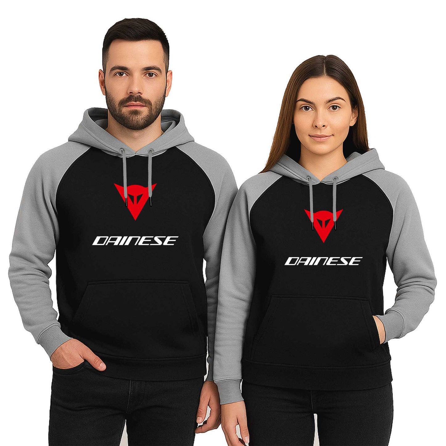 Dainese Motosiklet Sevgili Çift Reglan Kol Renkli Kapşonlu Sweatshirt Hoodie