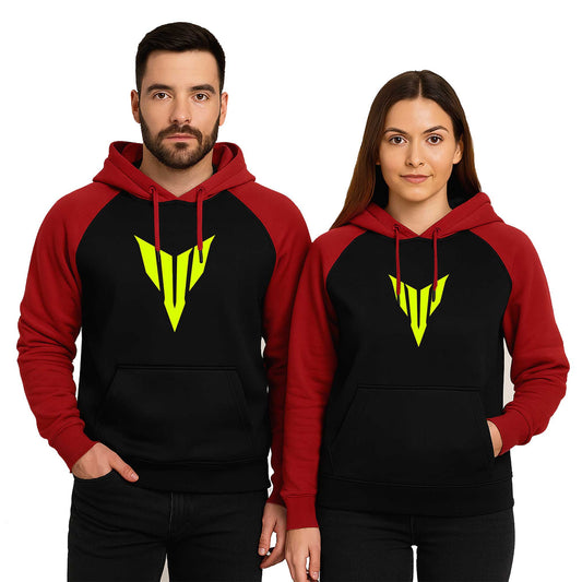 Yamaha Neon Logo Sevgili Çift Reglan Kol Renkli Kapşonlu Sweatshirt Hoodie