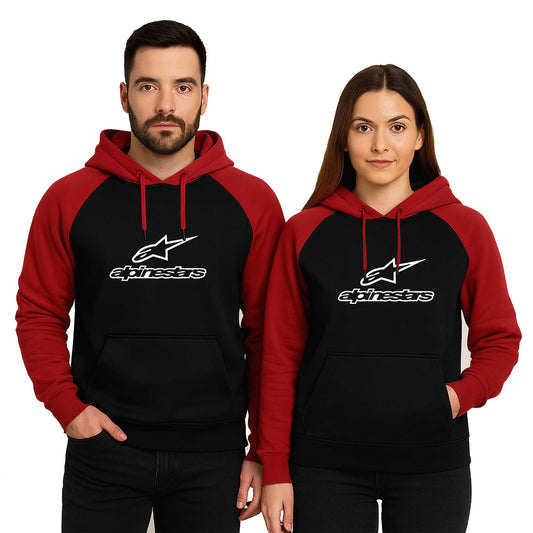 Alpinestars Logo Text Sevgili Çift Reglan Kol Renkli Kapşonlu Sweatshirt Hoodie