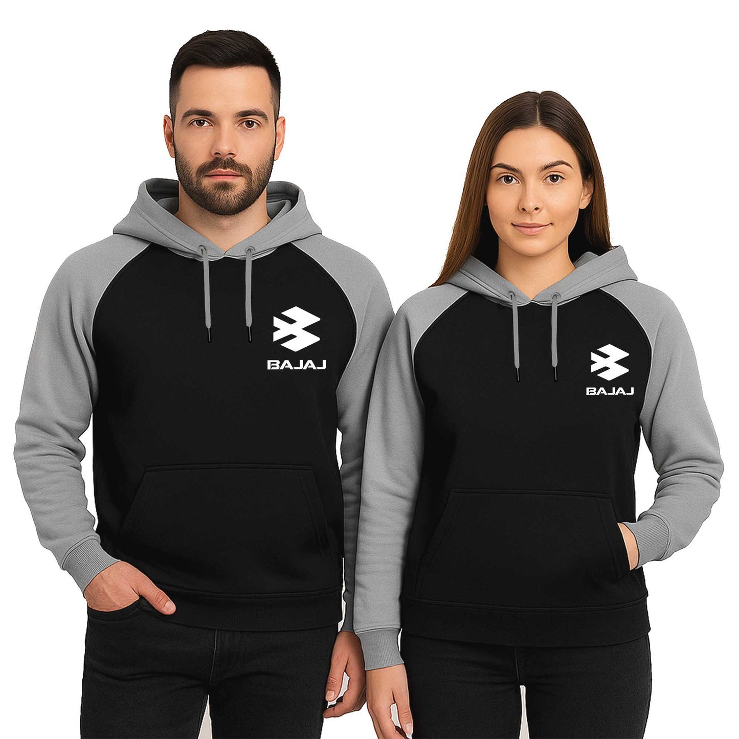 Bajaj White Logo Sevgili Çift Reglan Kol Renkli Kapşonlu Sweatshirt Hoodie