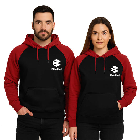 Bajaj White Logo Sevgili Çift Reglan Kol Renkli Kapşonlu Sweatshirt Hoodie