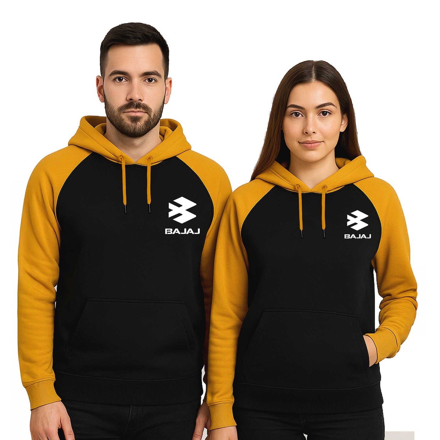 Bajaj White Logo Sevgili Çift Reglan Kol Renkli Kapşonlu Sweatshirt Hoodie