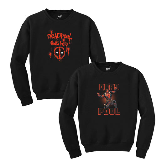 Deadpool Sevgili Çift Siyah Tişört Siyah Sweatshirt