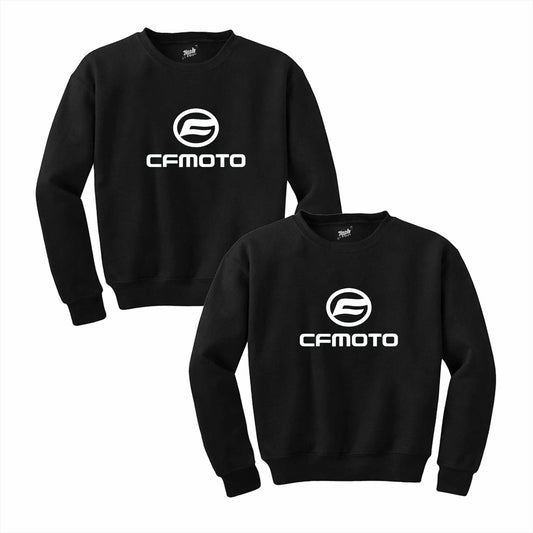 CFMoto Logo White Sevgili Çift Siyah Sweatshirt