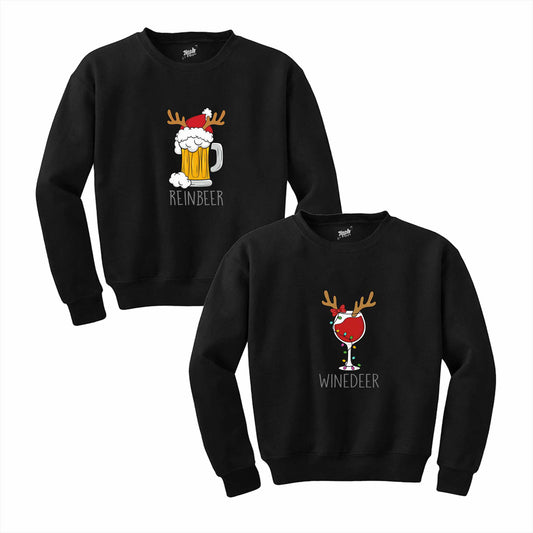 Reinbeer Winedeer Sevgili Çift Siyah Sweatshirt